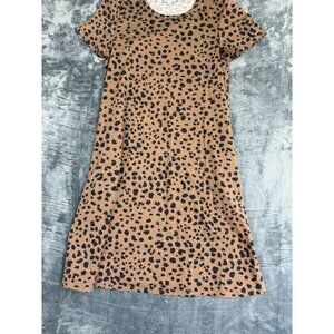 LuLaRoe Womens Brown Leopard Print T-Shirt Dress M Casual